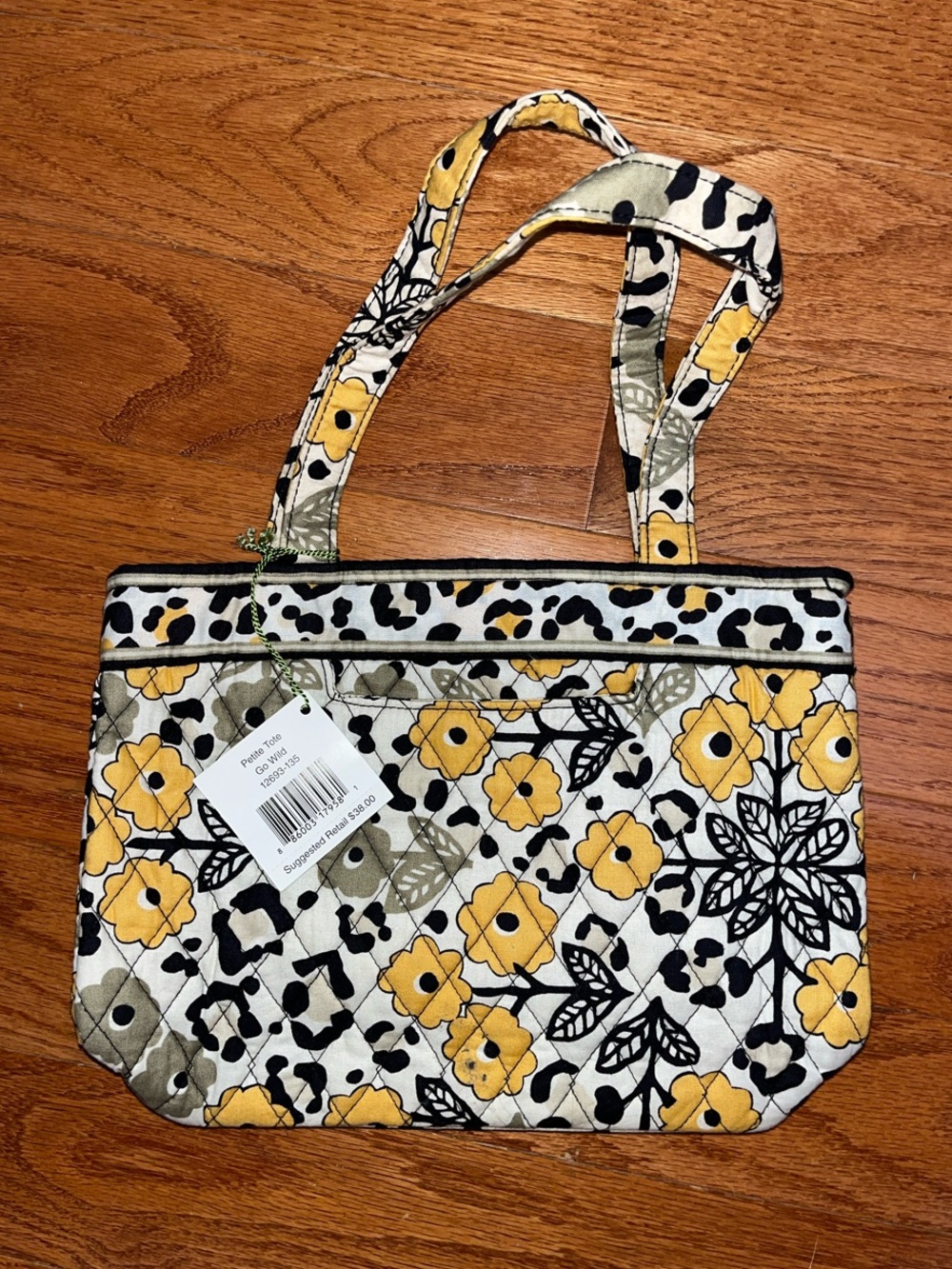 Vera Bradley Yellow Floral Quilted Petite Tote w/ Black Accents (Gold Wild) NWT
